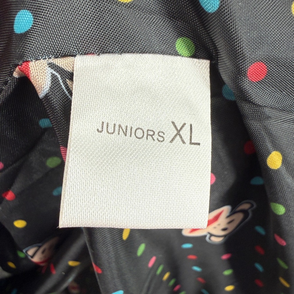 Vintage Paul Frank Pea Coat Women XL Gray Wool Blend Polka Dot Lining Y2K - Picture 9 of 12